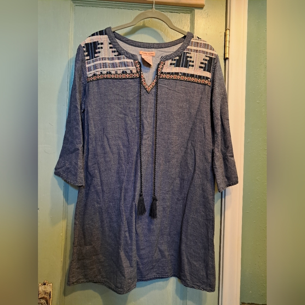 Flying Tomato Denim Top with Embroidery